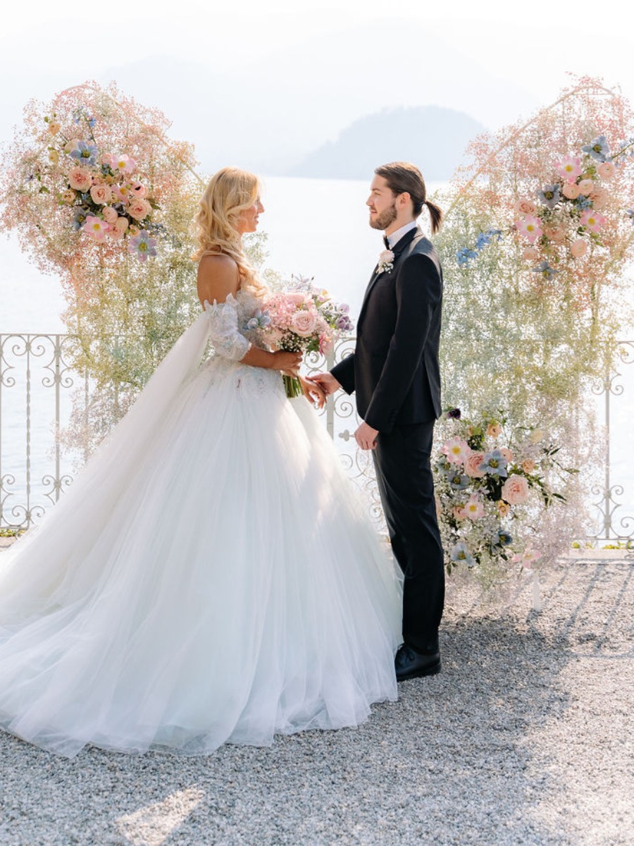 A Destination Wedding at Lake Como With A Butterfly Ceremony Backdrop
