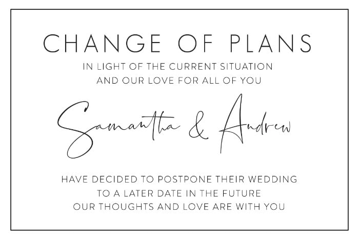 Printable Wedding Postponement Card