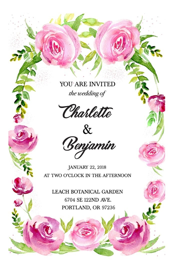Free Watercolor Rose Wedding Suite