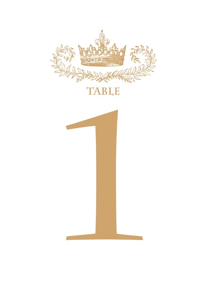 Elegant Royal Crown Free Printable Table Number