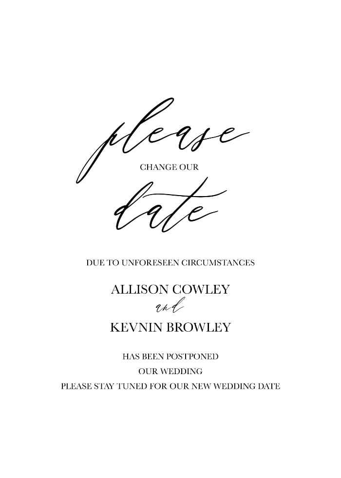Printable Wedding Cancellation Announcement